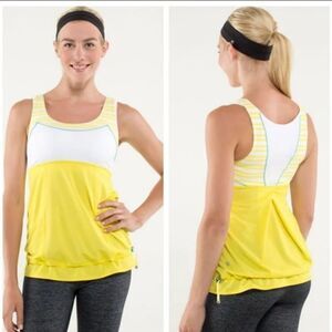 LULULEMON RUN TA TA TOPPER Yellow Tank Top Activewear Size Small